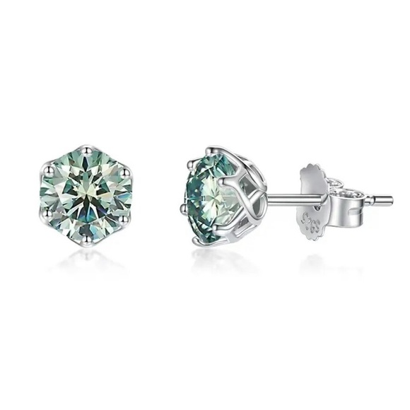 Certified 1ct t.w. Moissanite Green Filigree Basket Stud Earrings NEW - Picture 4 of 13